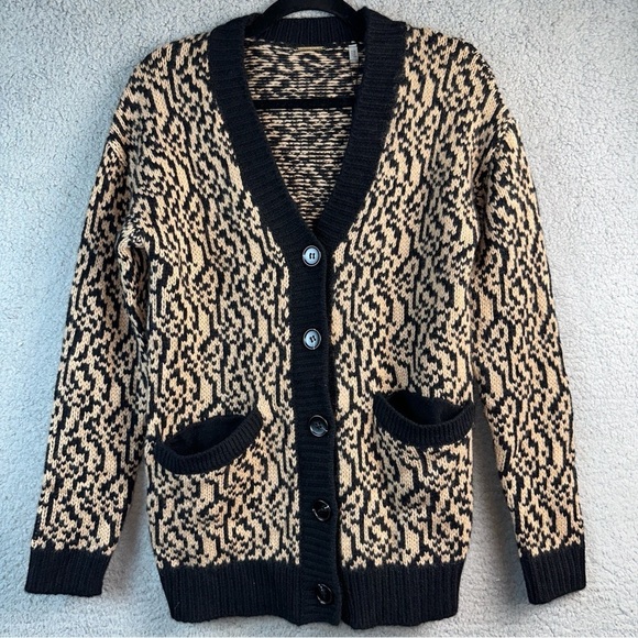 Elie Tahari Sweater Womens XS Cashmere‎ Animal Print Cardigan Formal Preppy - Picture 1 of 13